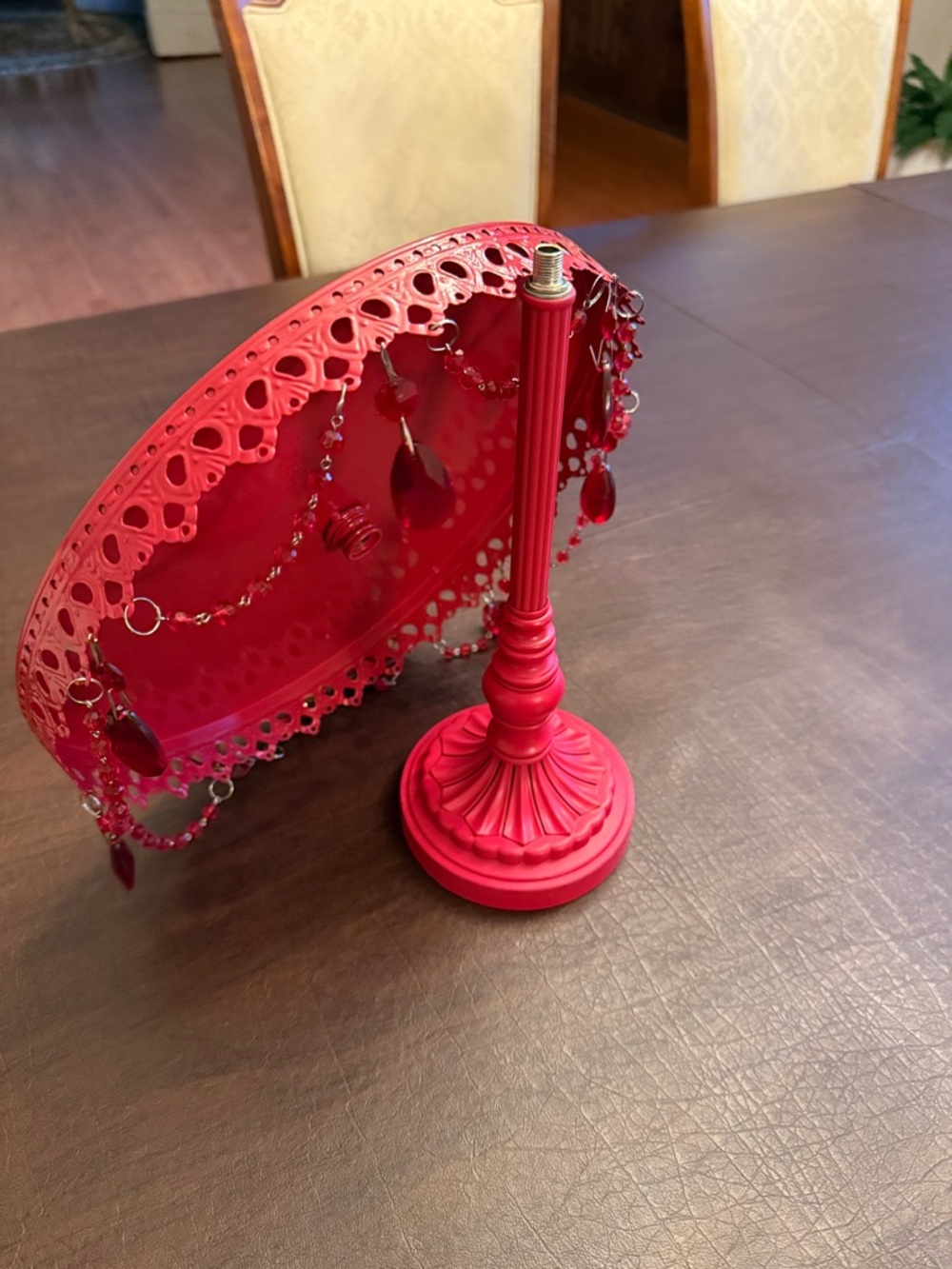 Red Jeweled Decorative Pedestal Cake Stand - Picture 8 of 8